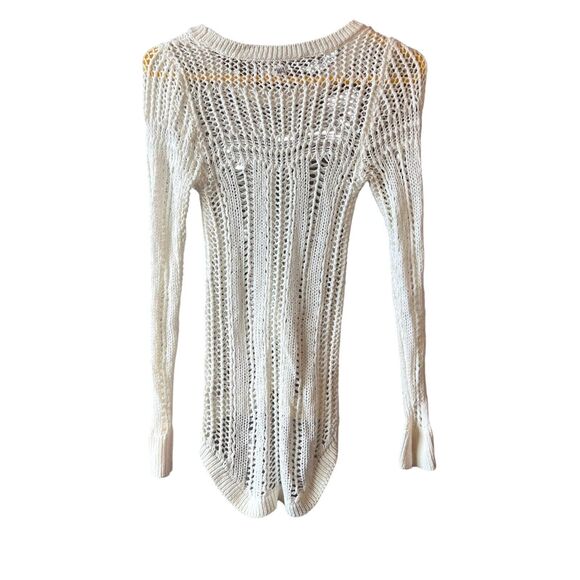 Billabong Designer Closet Open Knit Sweater Women Sz Small Cream Long Sleeve Net - Picture 4 of 11